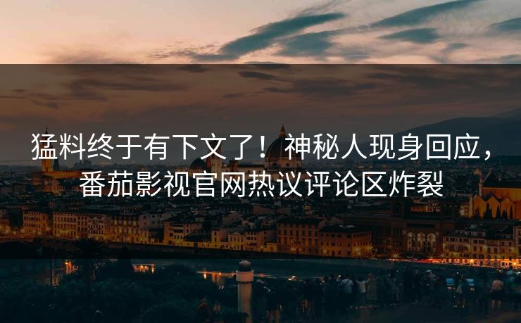 猛料终于有下文了！神秘人现身回应，番茄影视官网热议评论区炸裂