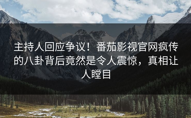 主持人回应争议！番茄影视官网疯传的八卦背后竟然是令人震惊，真相让人瞠目