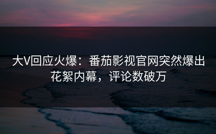 大V回应火爆：番茄影视官网突然爆出花絮内幕，评论数破万