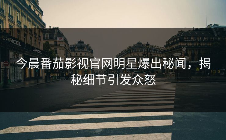 今晨番茄影视官网明星爆出秘闻，揭秘细节引发众怒