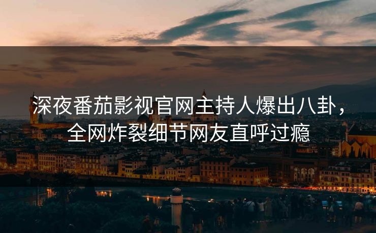 深夜番茄影视官网主持人爆出八卦，全网炸裂细节网友直呼过瘾